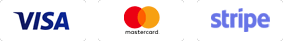 Payment methods: Mastercard, Visa, Stripe